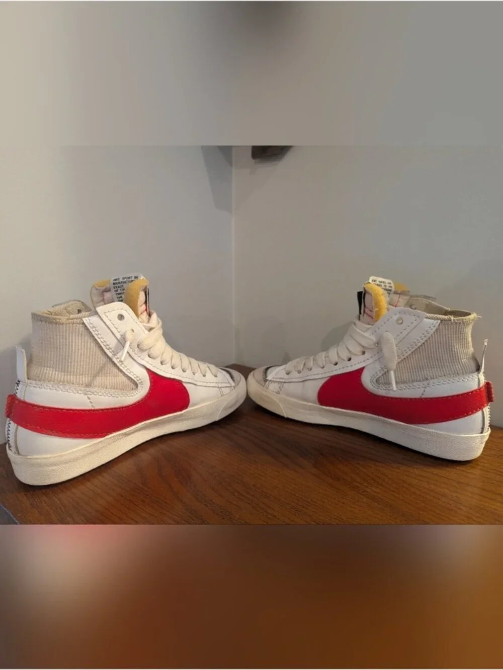 NIKE BLAZER MID '77 JUMBO WHITE/HABANERO RED Sneakers Mens Size 8
